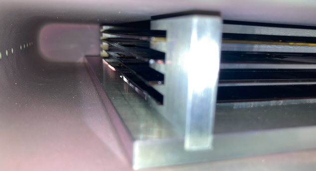 Photo of 4 wafers in Arradiance ALD chamber